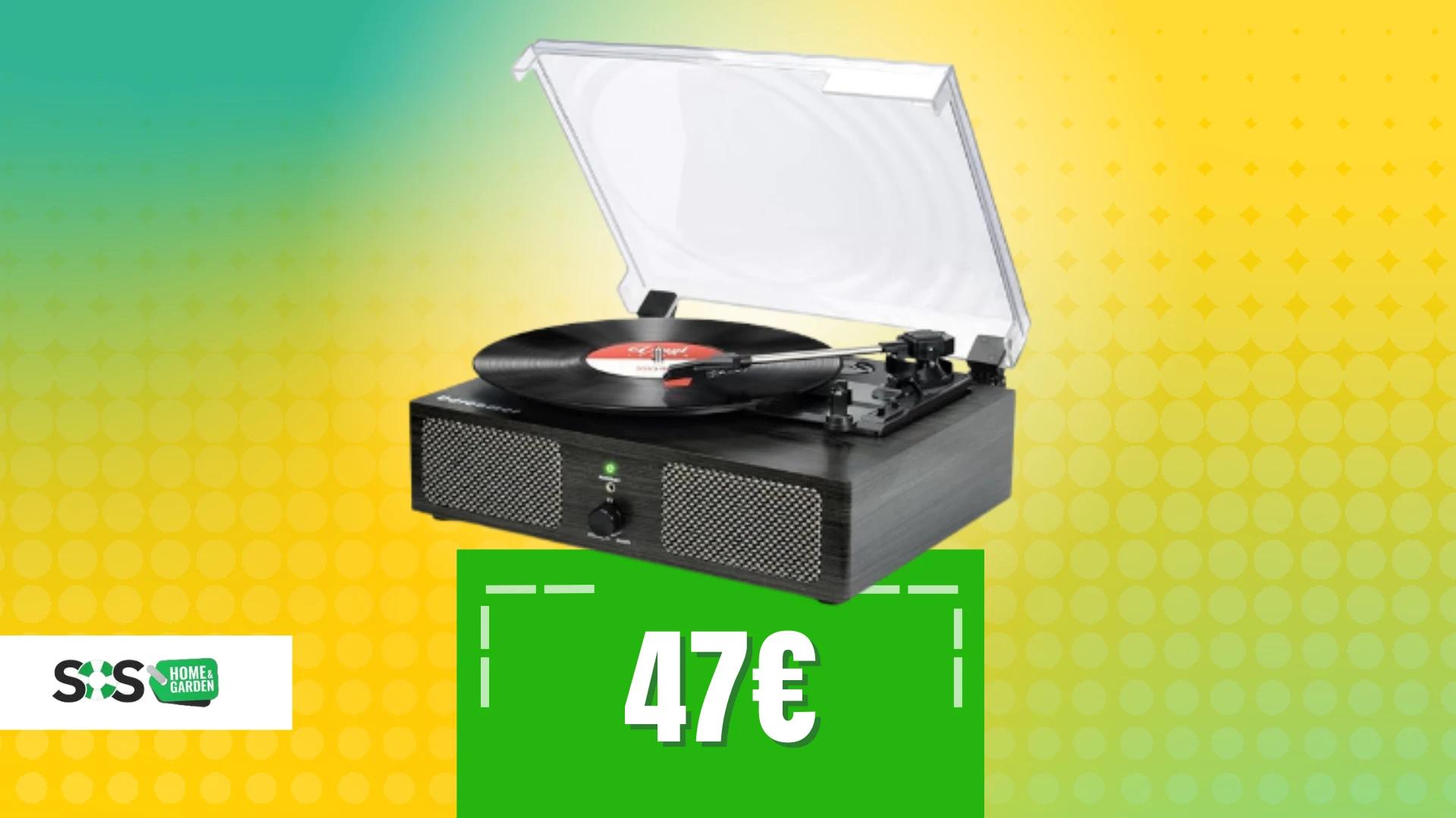 Immagine di Giradischi con design vintage e tecnologia moderna a 47€!