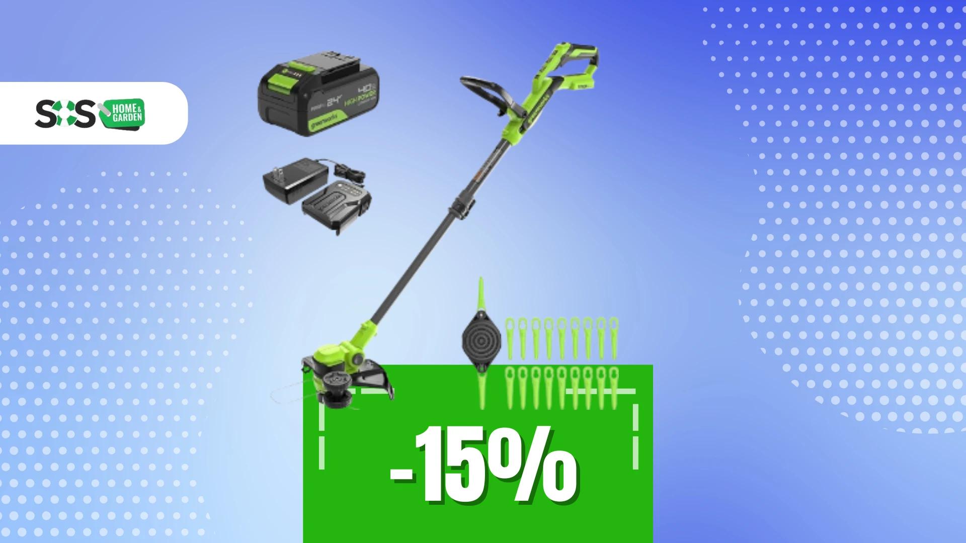 Immagine di Il tagliabordi Greenworks ruota a 90° e semplifica la vita!