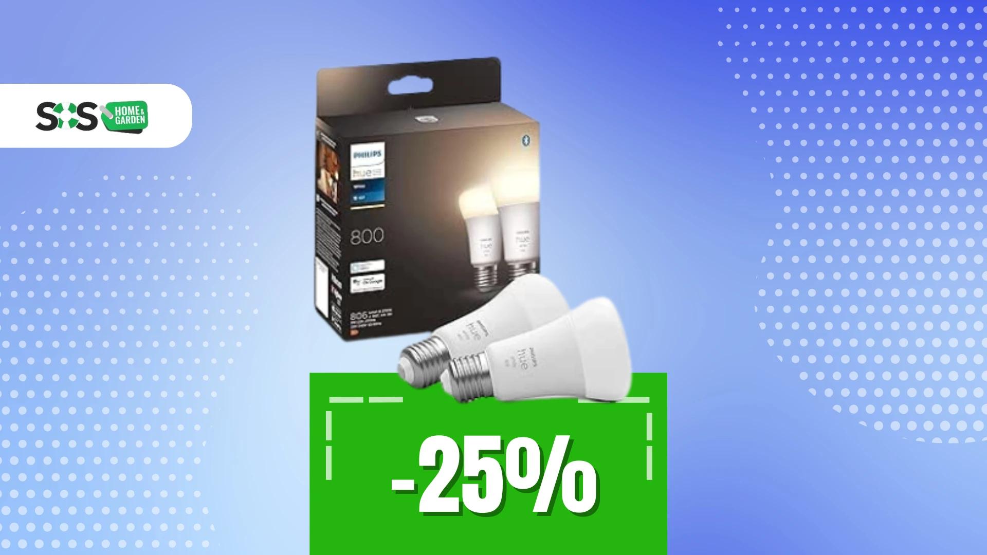 Immagine di Luce smart, prezzo leggero: pack 2 Philips Hue White a 21€!