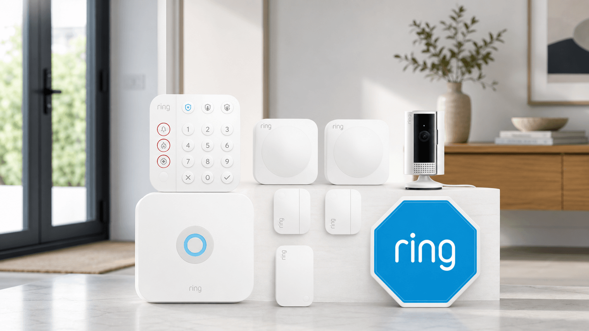 Immagine di Kit Ring Alarm M con Indoor Camera 2ª gen e sirena per esterno a -39%