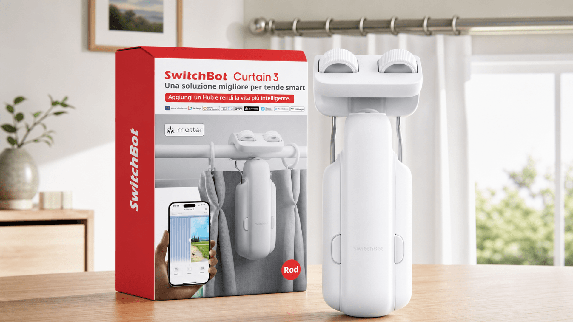 Immagine di SwitchBot Curtain 3 Rod cala del 28%: tende smart a prezzo più leggero