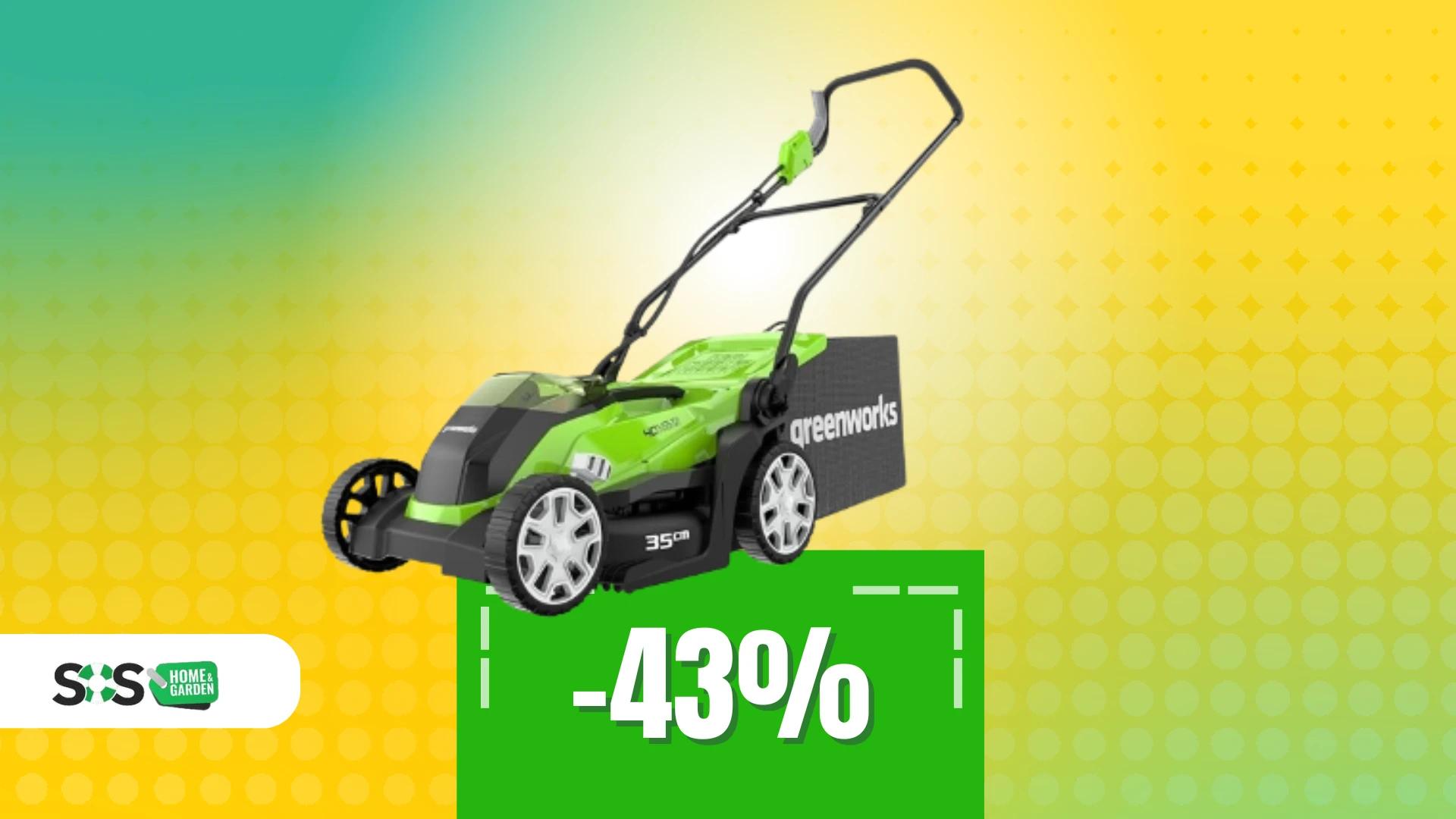 Immagine di Tagliaerba a batteria Greenworks a 182€: compatto e potente!