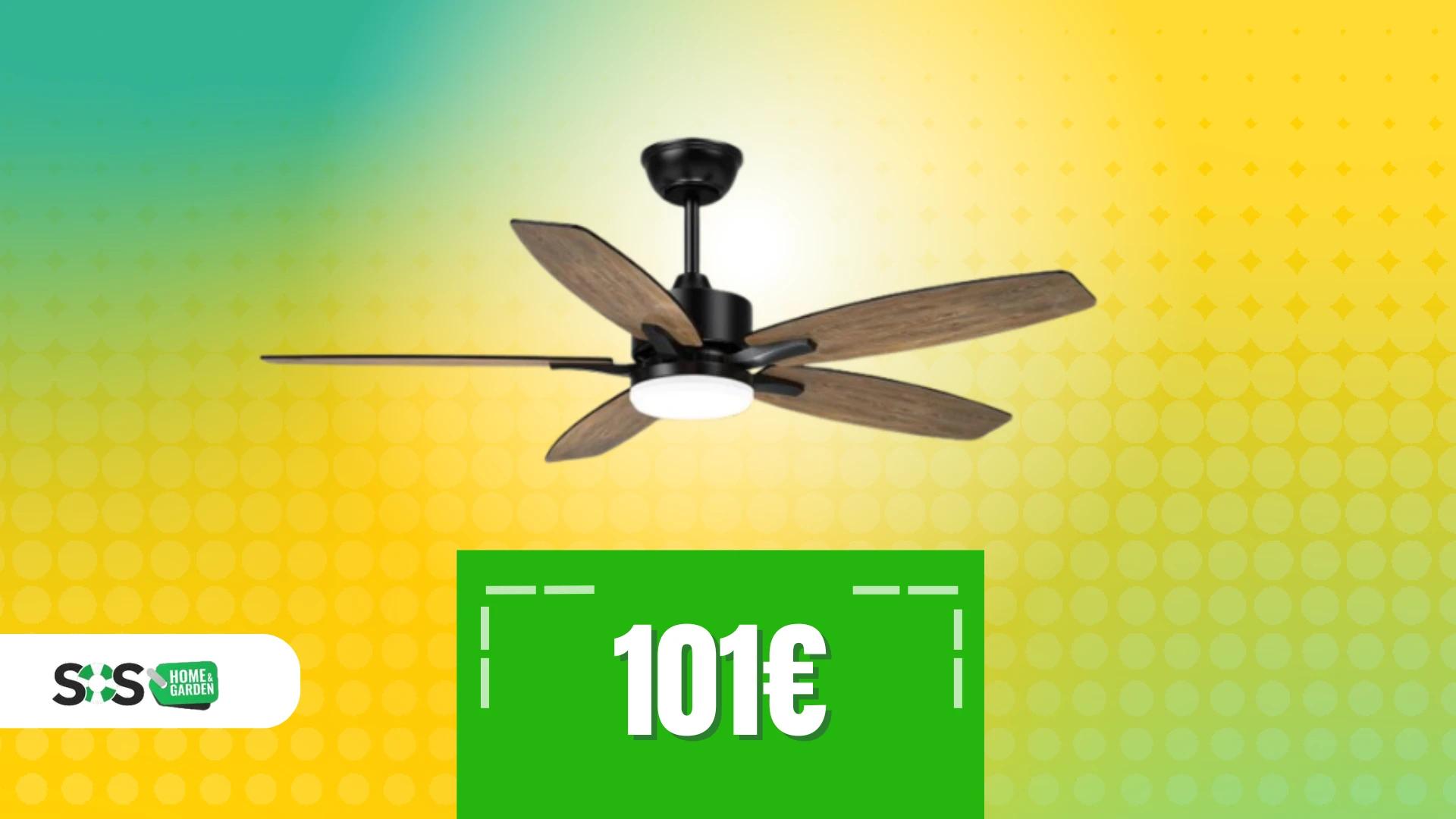 Immagine di Ventilatore da soffitto con luce LED e telecomando a 101€!