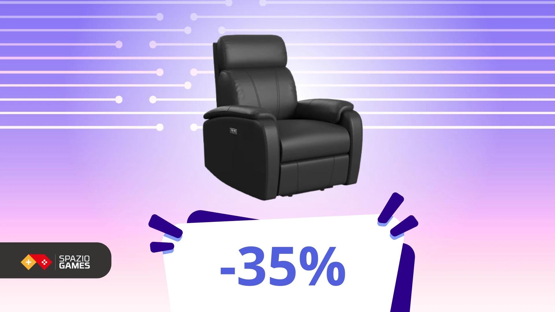 Immagine di Poltrona da sogno: reclinabile, pelle e design premiato. Risparmia Ora!