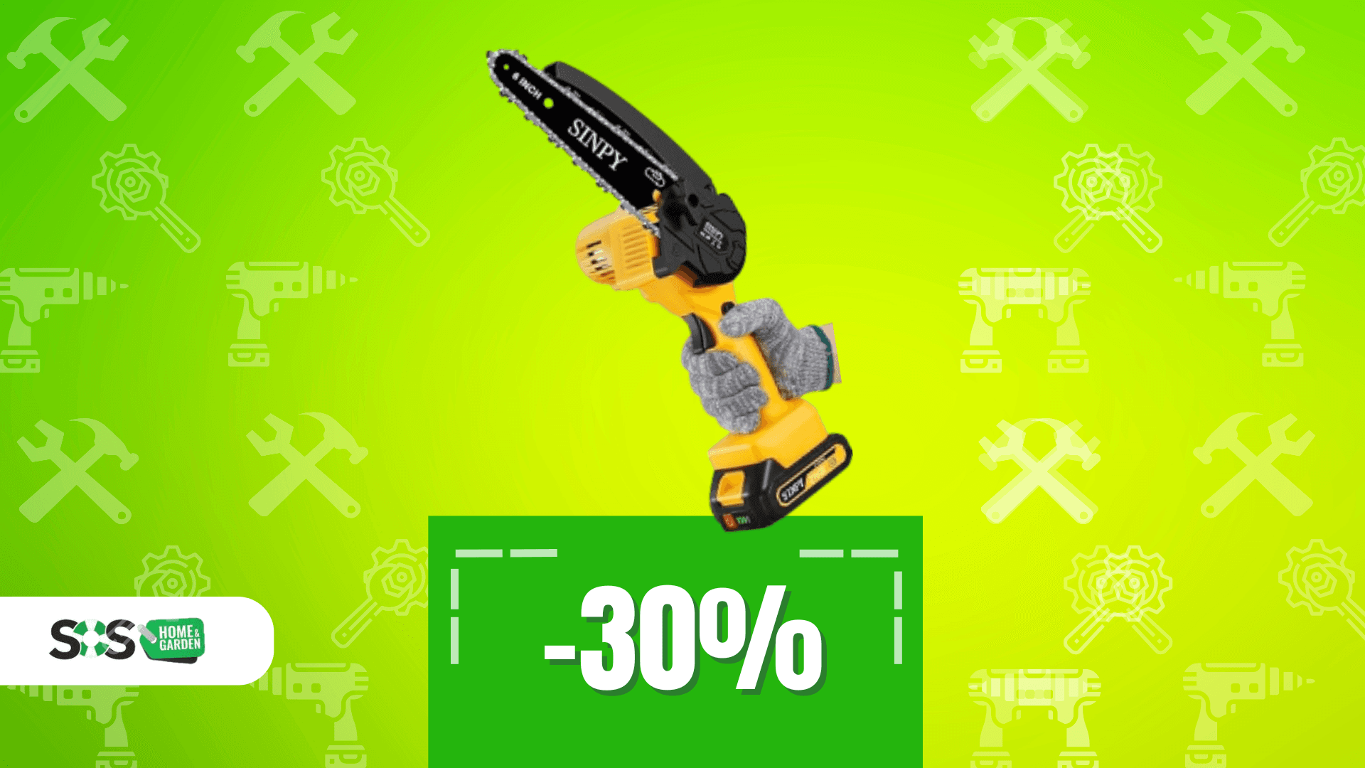 Immagine di Mini motosega a batteria a 45€: pochi pezzi disponibili!