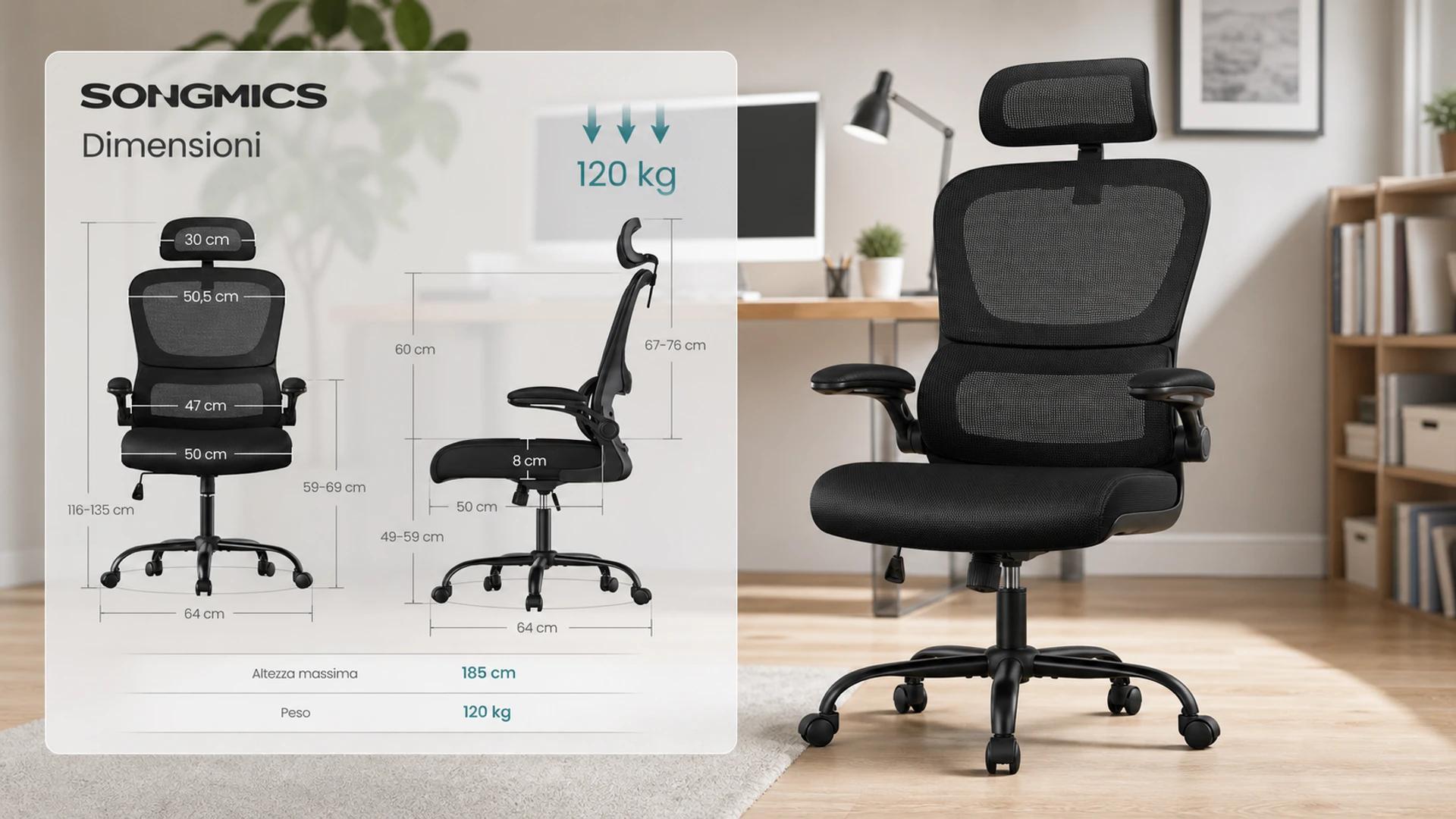 Immagine di La sedia da ufficio SONGMICS scende al minimo storico: ora 76€