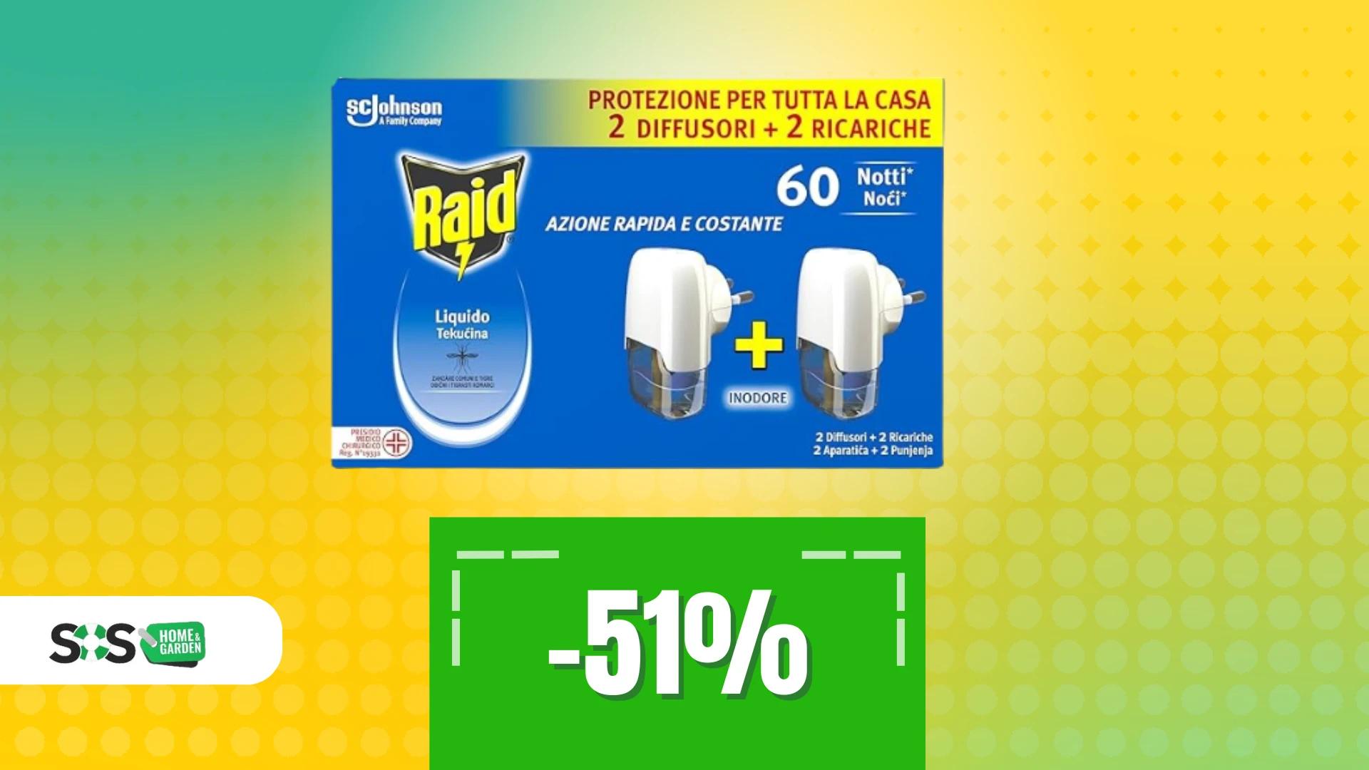 Immagine di Zanzare KO per 60 notti con Raid a metà prezzo: solo 4€!
