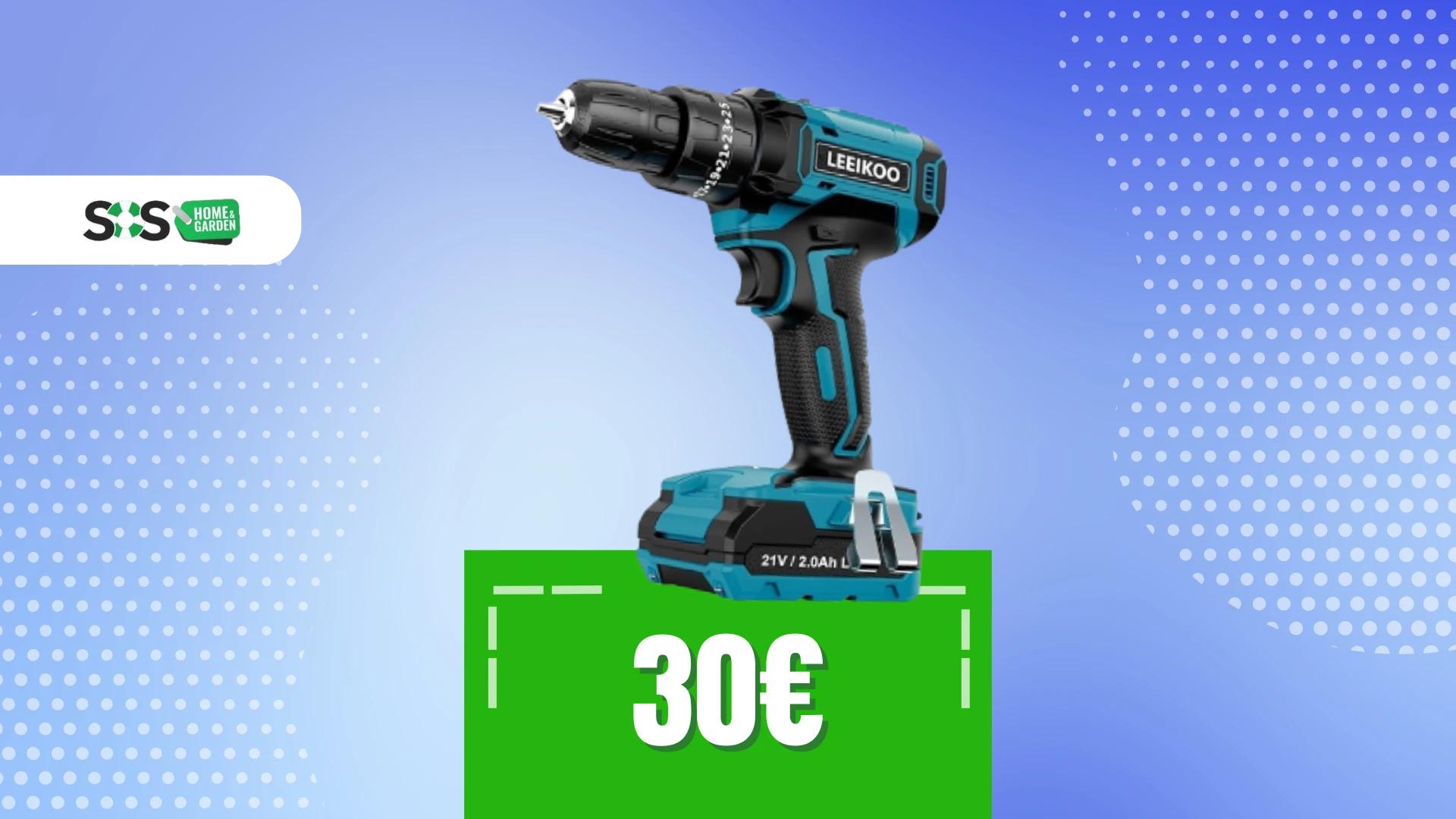 Immagine di Trapano avvitatore a batteria con accessori a METÀ PREZZO!
