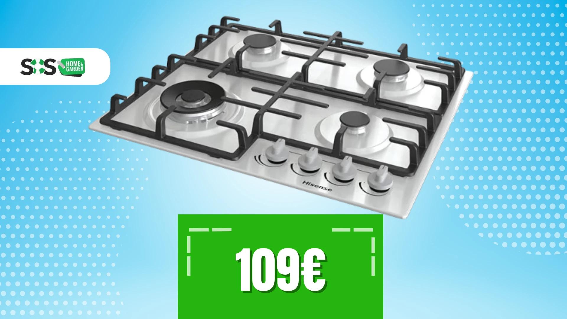 Immagine di Piano cottura a gas Hisense a 109€: eleganza e praticità!
