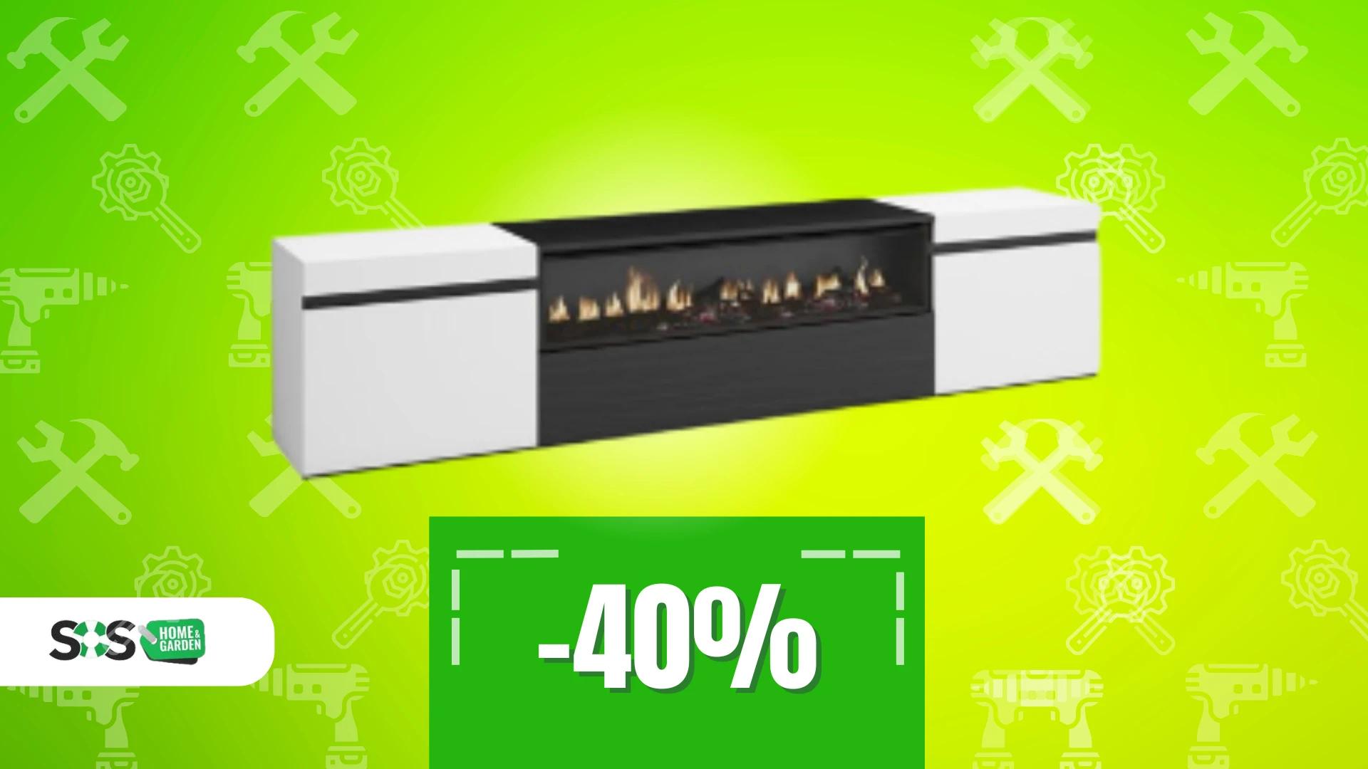 Immagine di Mobile TV con camino elettrico a LED: che atmosfera!