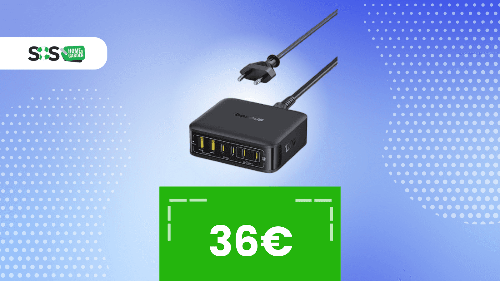 Immagine di Spingi fino a 120W, 65W dedicati: oggi risparmi con il coupon su questa stazione di ricarica