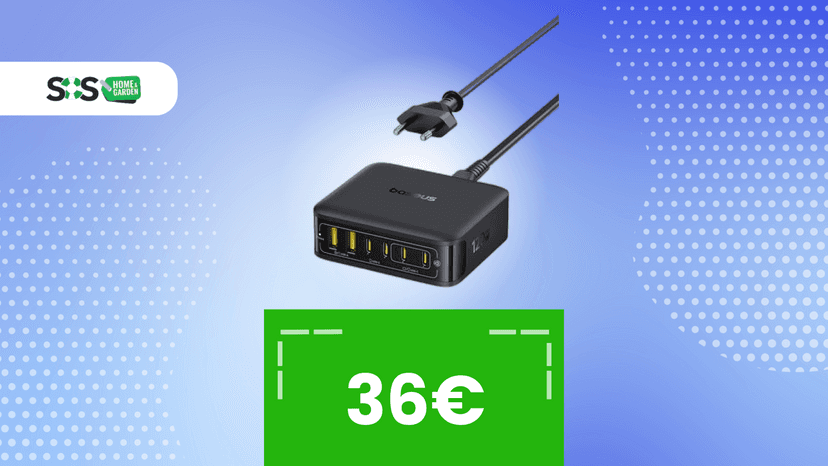 Immagine di Spingi fino a 120W, 65W dedicati: oggi risparmi con il coupon su questa stazione di ricarica