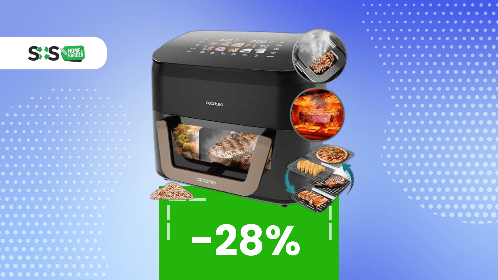 Immagine di Friggitrice ad aria 3-in-1 con finiture premium: solo 70€ oggi su Amazon