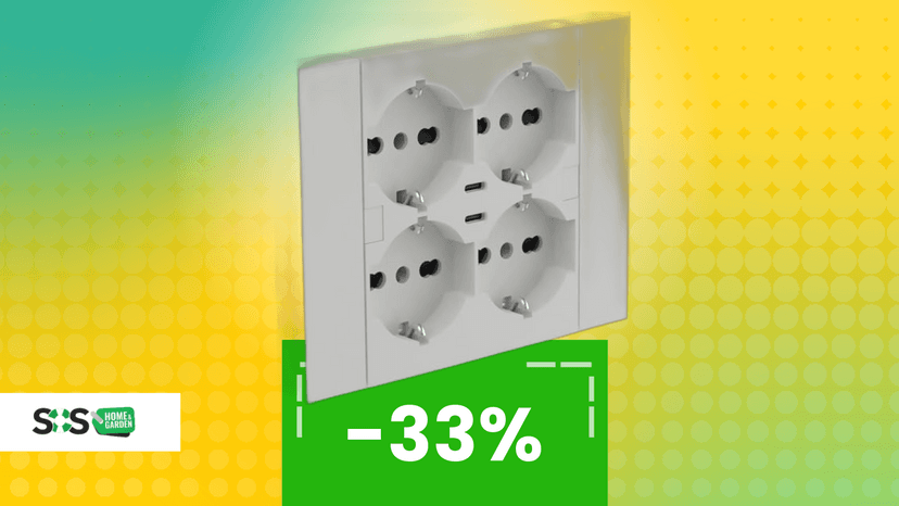 Immagine di Addio cavi in giro: multipresa da incasso con 2 USB-C in offerta