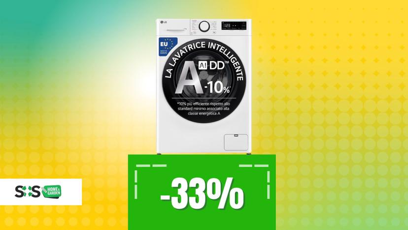 Immagine di Prezzo tagliato del 33% per questa lavatrice smart LG super efficiente