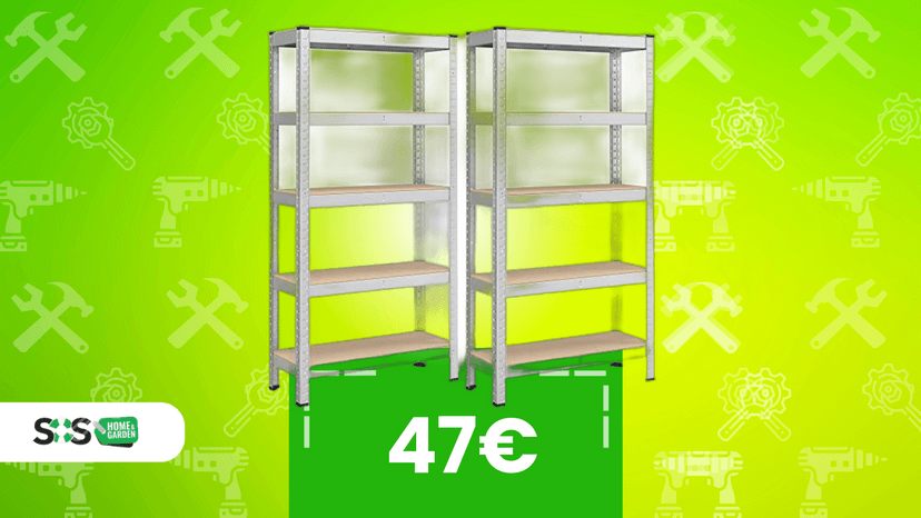 Immagine di Offerta del giorno: 2 scaffali in metallo regolabili, ideali anche per uso domestico