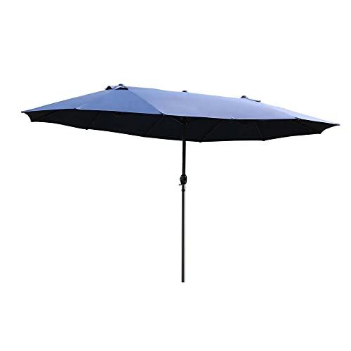 Outsunny Ombrellone da Giardino Doppio 455x265x238cm, Ombrellone da Esterno con Apertura a Manovella, in Acciaio e Poliestere