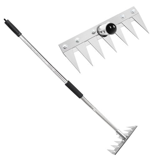 Rastrello da giardino con manico in metallo da 1,2 m, strumento multiuso da giardino, per erbacce e erbacce
