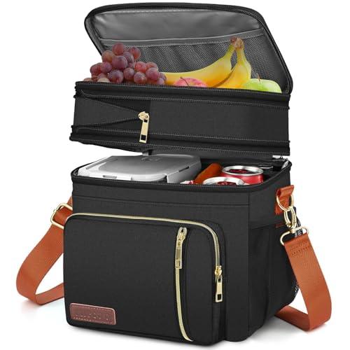 MIYCOO Borsa Termica Porta Pranzo, Borsa Frigo 15 Litri, Borsa Doppio Scomparto Pranzo Grande, Borsa Termica Per Alimenti Caldi E Freddi Da Viaggio per Uomo Donna Picnic/Barbecue/Campeggio/Viaggio