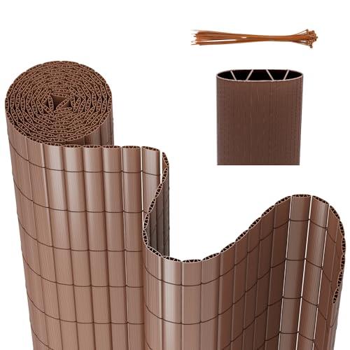 Gimisgu Canniccio PVC Recinzione 140x1000 cm, Protezione Standard da sguardi indiscreti con Struttura a W Rinforzata, Impermeabile, per Balcone, Protezione da Vento, Marrone